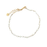 Bracelet doré petites perles de culture avec noeuds beige