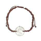Colored cord bracelet and 925 silver franc coin