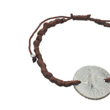 Colored cord bracelet and 925 silver franc coin