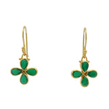 Boucles d'oreilles dorées trèfle onyx verte