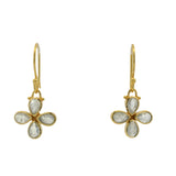 Boucles d'oreilles dorées trèfle pierre de lune