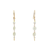 Boucles d'oreilles pendantes dorées quartz citron, perle de culture et pampille