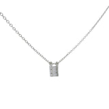 Silver necklace trilogy zircons baguettes