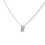 Silver necklace trilogy zircons baguettes