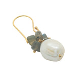 Boucles d'oreilles pendantes dorées perle et labradorite
