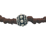 Brown cord bracelet and bohemian pearl 925 silver balls