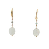 Boucles d'oreilles pendantes dorées pierre de lune et petites labradorite