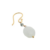 Boucles d'oreilles pendantes dorées pierre de lune et petites labradorite