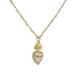 Sautoir santa maria labradorite et coeur blanc 75 cm