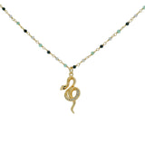 Sautoir santa maria onyx verte onyx noire labradorite et serpent 75cm