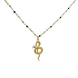 Sautoir santa maria onyx verte onyx noire labradorite et serpent 75cm