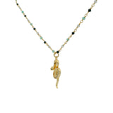 Sautoir santa maria onyx verte onyx noire labradorite et serpent 75cm