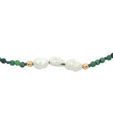 Chaine de cheville dorée en rubis zoisite, perles de culture et perles dorées