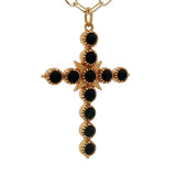 Collier doré croix onyx noire 60 cm