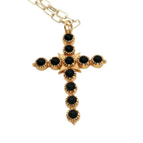 Collier doré croix onyx noire 60 cm
