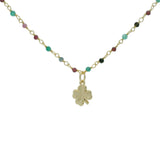 Collier santa maria doré onyx verte grenat et trèfle 46 cm