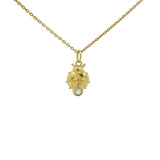 Gold necklace with ladybug and stone pendant