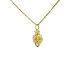 Gold necklace with ladybug and stone pendant