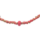 Bracelet doré cordon rouge et doré perle rouge