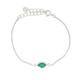 Bracelet argent 925 onyx verte et zircons blancs