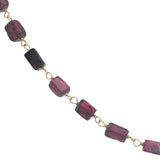 Collier doré grenat et petite croix en zircons 42 cm