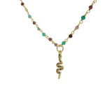 Collier santa maria doré onyx verte tourmaline et serpent 42cm