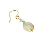 Boucles d'oreilles pendantes dorées quartz citron et petites pierres de lune