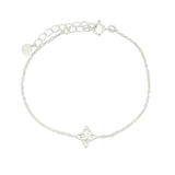 Bracelet fleur et zircons blancs en argent 925