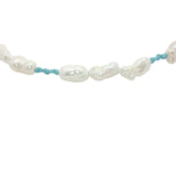 Bracelet doré alternance perles de culture et noeuds turquoise