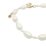 Chaine de cheville petites et grandes perles de culture fil blanc