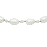 Chaine de cheville dorée petites et grandes perles de culture fil beige