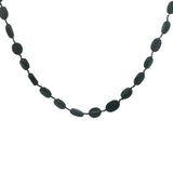 Collier doré perles ovales en onyx noire et noeuds noirs 75 cm