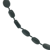 Collier doré perles ovales en onyx noire et noeuds noirs 75 cm