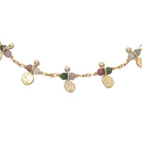 Bracelet doré chaine rosary tourmaline 5 pampilles dorées