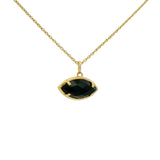 Gold necklace with eye and stone pendant