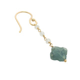 Boucles d'oreilles pendantes dorées pierre de lune trèfle labradorite