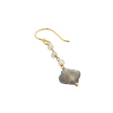 Boucles d'oreilles pendantes dorées quartz citron trèfle quartz fumé