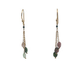 Boucles d'oreilles pendantes dorées multi tourmaline