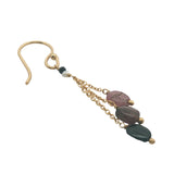 Boucles d'oreilles pendantes dorées multi tourmaline
