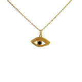 Gold necklace with openwork eye and stone