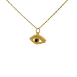 Gold necklace with openwork eye and stone
