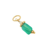 Charms doré onyx verte rectangulaire et prehnite