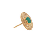 Bague dorée fleur gravée avec pierre