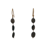 Boucles d'oreilles pendantes dorées trio de quartz fumé