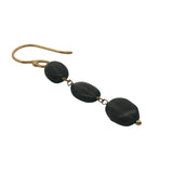 Boucles d'oreilles pendantes dorées trio de quartz fumé