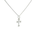 Collier en argent 925 petite croix avec coeurs aux extrémités