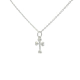 Collier en argent 925 petite croix avec coeurs aux extrémités