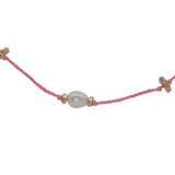Collier doré fil rose fluo perles de culture et perles dorées 60 cm