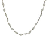 Collier doré prehnite, améthyste, perles dorées et noeuds 50 cm
