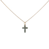 Gold necklace with square cross stones